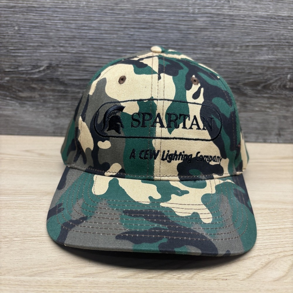 Spartan Lighting Hat Cap Snap Back Camo Green Camouflage Advertising Mens